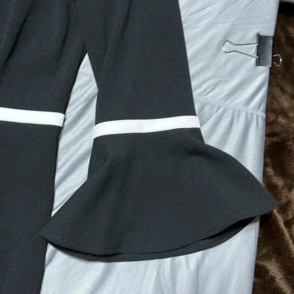 Calvin Klein Sheath Midi Dress Flounce Sleeve Black & White Funeral‎ Graduation - Picture 4 of 7
